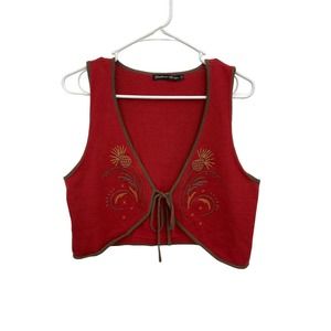 Gudrun Sjoden Red Embroidered Vest (waistcoat)